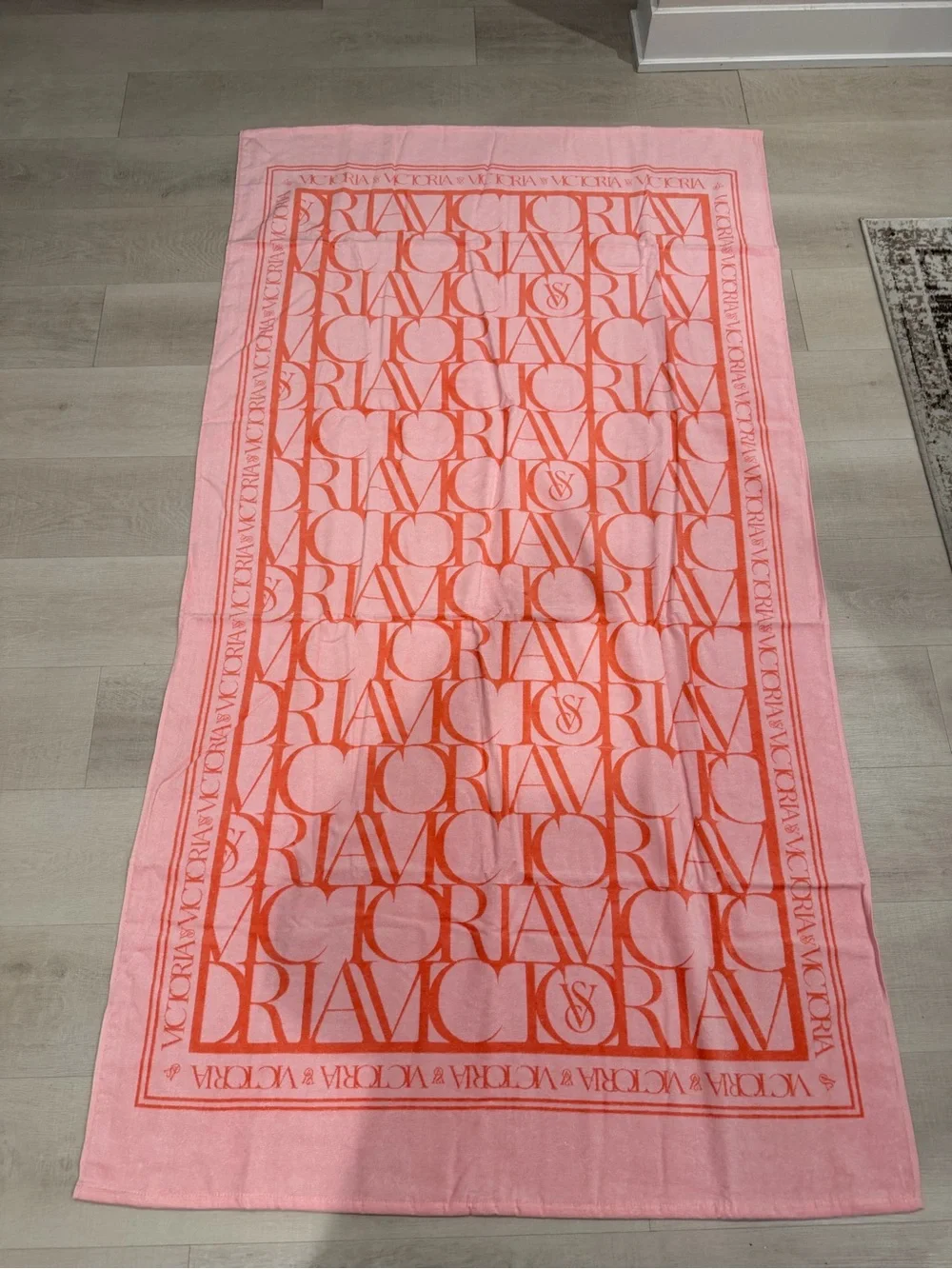 Victoria's Secret Pink and Coral Logo Beach Towel • Beach towel: 70